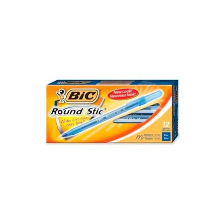 Bic Bic Round Stic Ballpoint Pen, Medium, Blue Ink, Dozen GSM11BE